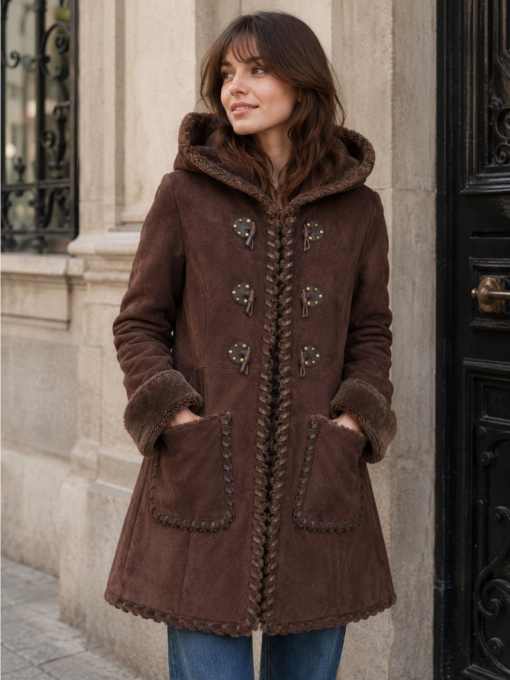 Via Spiga Y2K Faux Shearling Toggle Coat